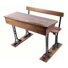 Pupitre à deux places avec banc.