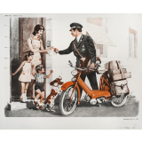 Tableaux de langage. Série IM 2 - n° 17c : Nouvelle robe admirée par les camarades. n° 18c : Le facteur distribue le courrier. 