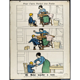 Tableaux muraux. Pour faire parler nos petits. 32 scènes familières en images sans paroles. IIème Série. 21- Bébé touche à tout. 22- Ne jouez pas avec le feu.