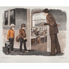 Tableaux de langage. Série IM 3 - n° 35c : en retard après la récréation. n° 36c : Colin-maillard dans la cour de récréation. 