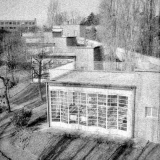 Ecole de plein air : vue en enfilade des salles de classe