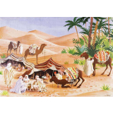 Tableau mural. Images de la vie. 24. Campement des nomades dans le désert (Série n°6).