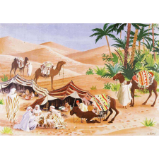 Tableau mural. Images de la vie. 24. Campement des nomades dans le désert (Série n°6).