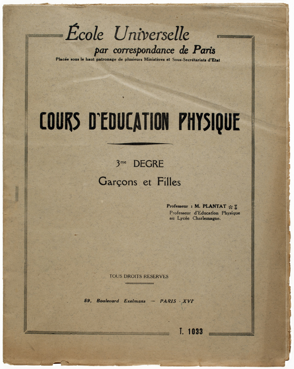 Cours d'éducation physique. 3è degré. Garçons et filles. 