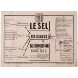 Buvard publicitaire. Le Sel. Ses usages. Sa composition. 