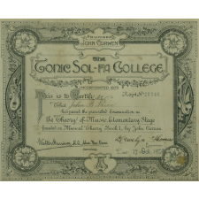 the Tonic Sol-Fa College - Certificate.