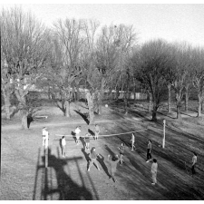 Lycée-pilote mixte de Montgeron. Les élèves pendant un match féminin de volley.