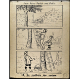 Tableaux muraux. Pour faire parler nos petits. 32 scènes familières en images sans paroles. Première série. 13- La cueillette des cerises. 14- Dédé aime les confitures.