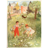 Tableau mural. Images de la vie. 101. La cueillette des fleurs (Série n°21).