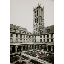 Lycée Henri IV - 23, rue Clovis, Paris (Ve) - Cour d'Honneur et Tour Clovis (Ancienne Abbaye Sainte-Geneviève).
