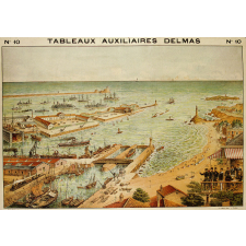 Tableaux auxiliaires Delmas pour l'enseignement pratique des langues vivantes par l'image. Série II : N°10- La Mer, la Plage, le Port.