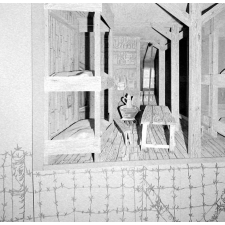 Exposition I.P.N. : inauguration officielle. La vie dans les camps de prisonniers, la reproduction d'une cellule.