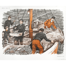 Tableaux de langage. Série IM 2 - n° 31c : A la plage (la vague). n° 32c : Sur le bateau de pêche (relève des filets).