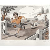 Le Langage spontané. Tableau 1- Poursuivi par un chien. Tableau 2- Chien s'enfuiant avec un poulet dans sa gueule. 