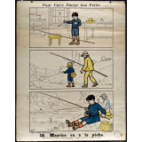 Tableaux muraux. Pour faire parler nos petits. 32 scènes familières en images sans paroles.  Ière Série. 15- Maurice va à la pêche. 16- Au pâturage.