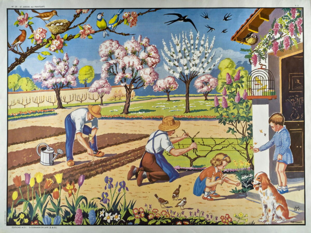 Tableau de vocabulaire : Série V3 : N°28- Le jardin au printemps. N°29- Au bord de la rivière.