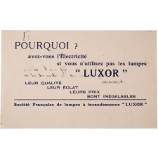 Buvard publicitaire. Lampes Luxor.