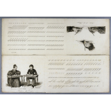Polytechnographie. Modèles brevetés d'écriture cursive et de dessin. Leçons simultanées sur la religion et la morale, l'histoire, la géographie universelle et les voyages, la littérature, la physique, la chimie, l'histoire naturelle, l'agriculture, l'industrie, le commerce, la mécanique, l'architecture, les beaux-arts, et les arts d'agrément. Exercices manuels, mnémoniques et intellectuels, d'orthographe, de calligraphie, de dessin, de style, et de composition écrite.