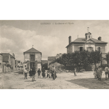 Guernes - La Mairie et l'Ecole communale.