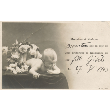 Monsieur et Madame (Bruneteau) ont la joie de vous annoncer la Naissance de leur (fille Gisèle) Le (27 X 1903).