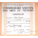 Conservatoire National des Arts et Métiers - Certificat du cours d'Electricité Industrielle.