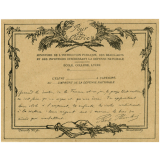 Attestation de participation à l'Emprunt de la Défense Nationale. 