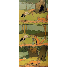 Les Fables de La Fontaine en action. Série N°1, Tableau 4 - Le renard et la cigogne.