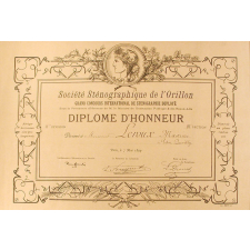 Diplôme d'Honneur du Grand Concours International de Sténognaphie Duployé.