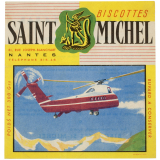 Buvard publicitaire. Biscottes Saint-Michel. Hélicoptère. 