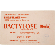 Buvard publicitaire. Bactylose (Ovules).