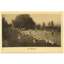 Le Chantier. Oeuvre Sociale - 199, rue de Bercy, Paris-XIIIe - Tél.: Diderot 24-24 - Nos Colonies de Vacances aux bords du Lac Léman - Chens (Haute-Savoie) - Le Tennis.