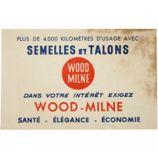Buvard publicitaire. Semelles et talons Wood Milne.