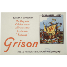 Buvard publicitaire. Caravelle 1492. Grison.