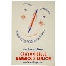 Buvard publicitaire. Crayon-bille Baignol & Farjon. Tête stylisée.