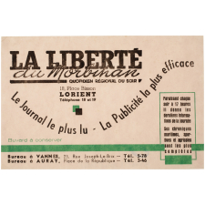 Buvard publicitaire. La Liberté du Morbihan. Quotidien régional du soir.