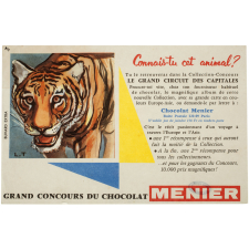 Buvard publicitaire. Tigre. Grand concours du chocolat Menier.