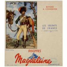 Buvard publicitaire. Biscottes Magdeleine. Chasseur à cheval de la Garde 1809. 