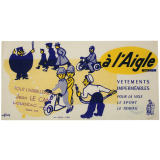 Buvard publicitaire. A l'Aigle. Hutchinson. Vêtements imperméables pour la ville, le sport, le travail.