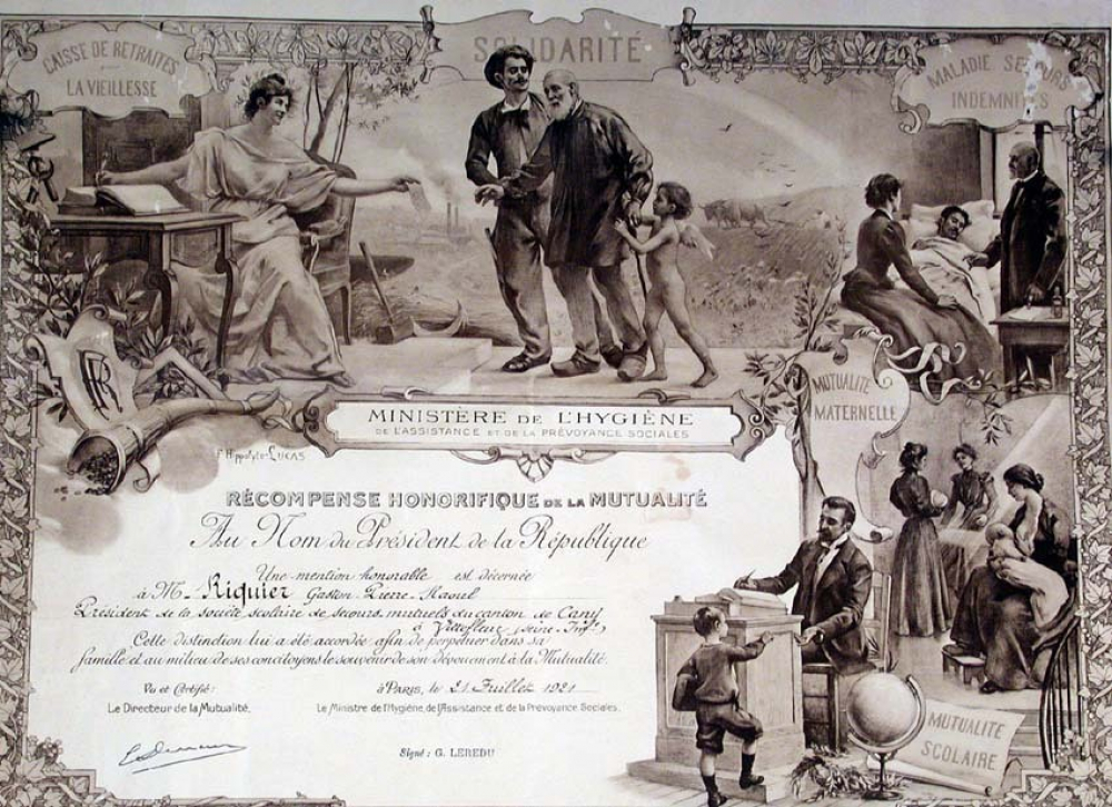 Ministère de l'Hygiène, de l'Assistance et de la Prévoyance Sociales - Récompense Honorifique de la Mutualité Au Nom du Président de la République.
