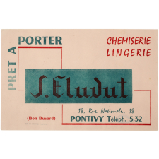 Buvard publicitaire. Prêt-à-porter J. Eludut.