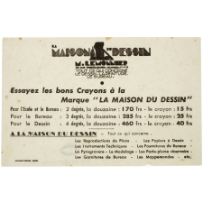 Buvard publicitaire. La Maison du Dessin - Rouen.