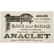 Buvard publicitaire. Horlogerie Bijouterie Anaclet.