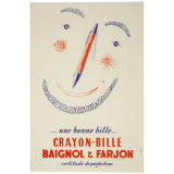 Buvard publicitaire. Crayon-bille Baignol & Farjon. Tête stylisée. 