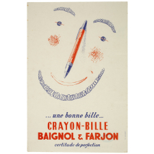 Buvard publicitaire. Crayon-bille Baignol & Farjon. Tête stylisée.