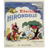 Buvard publicitaire. Biscottes Hirondelle. La Jamais contente Jenatzy 1899. 