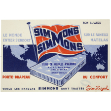 Buvard publicitaire. Matelas Simmons.