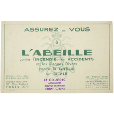 Buvard publicitaire. Assurances L'Abeille.