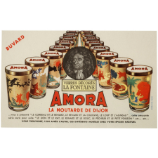 Buvard publicitaire. Amora. Verres décorés La Fontaine.
