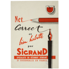Buvard publicitaire. Sigrand. Spécialiste du vêtement pour enfant.