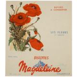 Buvard publicitaire. Biscottes Magdeleine. Coquelicots. 